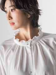 【大きいサイズ】ドレープブロードストレッチブラウス