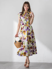 【KEITA KAWASAKI × Viaggio Bluコラボ】パンジープリントスカート