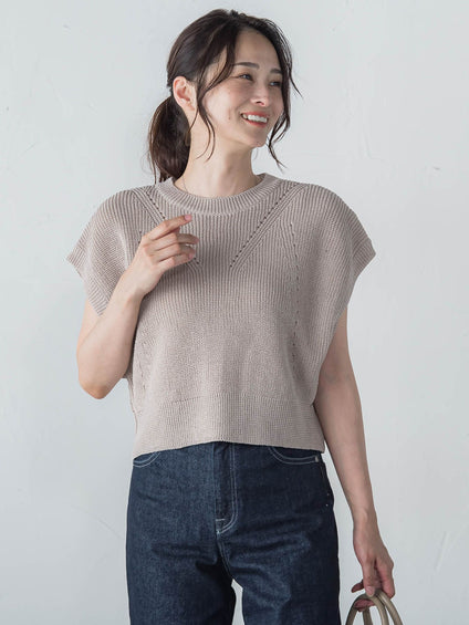 【WEB限定】ざっくりクロップドニットベスト≪手洗い可能≫