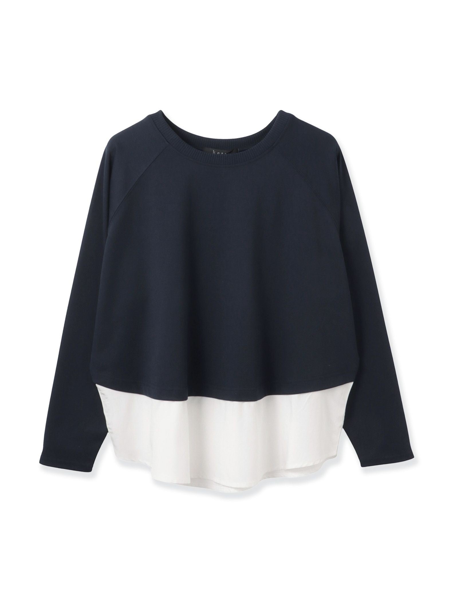 ポンチローマ異素材ラウンドヘムカットソー