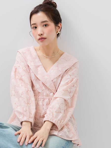 【SHIORI IRIE コラボ】レースカシュクールブラウス≪手洗い可能≫