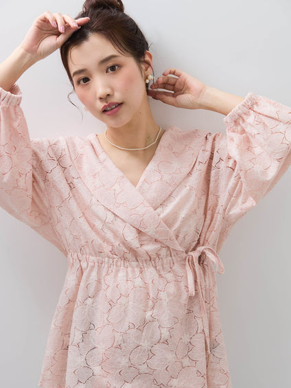 【SHIORI IRIE コラボ】レースカシュクールブラウス≪手洗い可能≫
