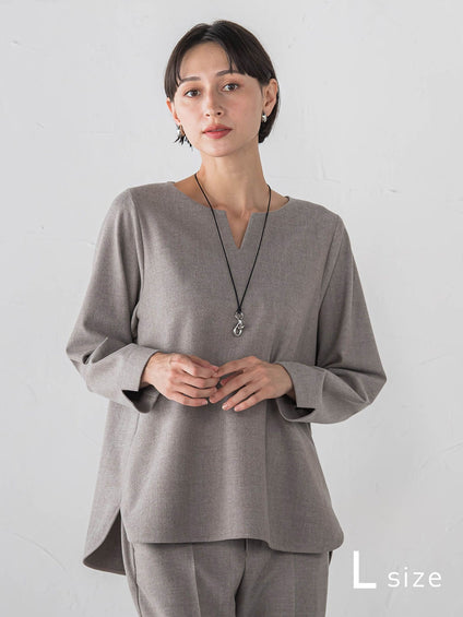 【大きいサイズ/選べるSETUP】ピクシエスタキーネックブラウス