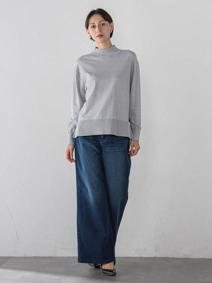 【WEB限定/大きいサイズ】裏起毛デニムワイドパンツ
