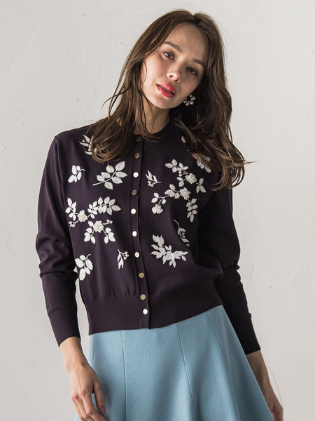 【新色追加】ボタニカルモチーフ刺繍カーディガン