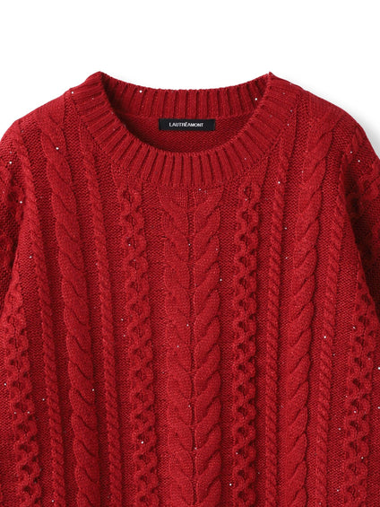 【WEB限定】ケーブル柄編みニット≪洗える≫