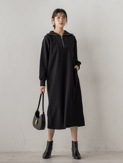 【WEB限定】圧縮起毛ステンニットワンピース≪手洗い可能≫