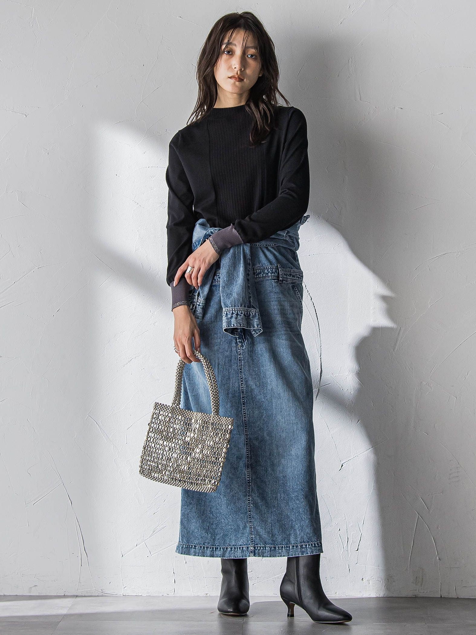 【新色追加】ボトルネック配色ニットプルオーバー≪手洗い可能≫