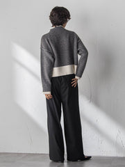 【WEB限定】ハイネック配色ニット≪手洗い可能≫