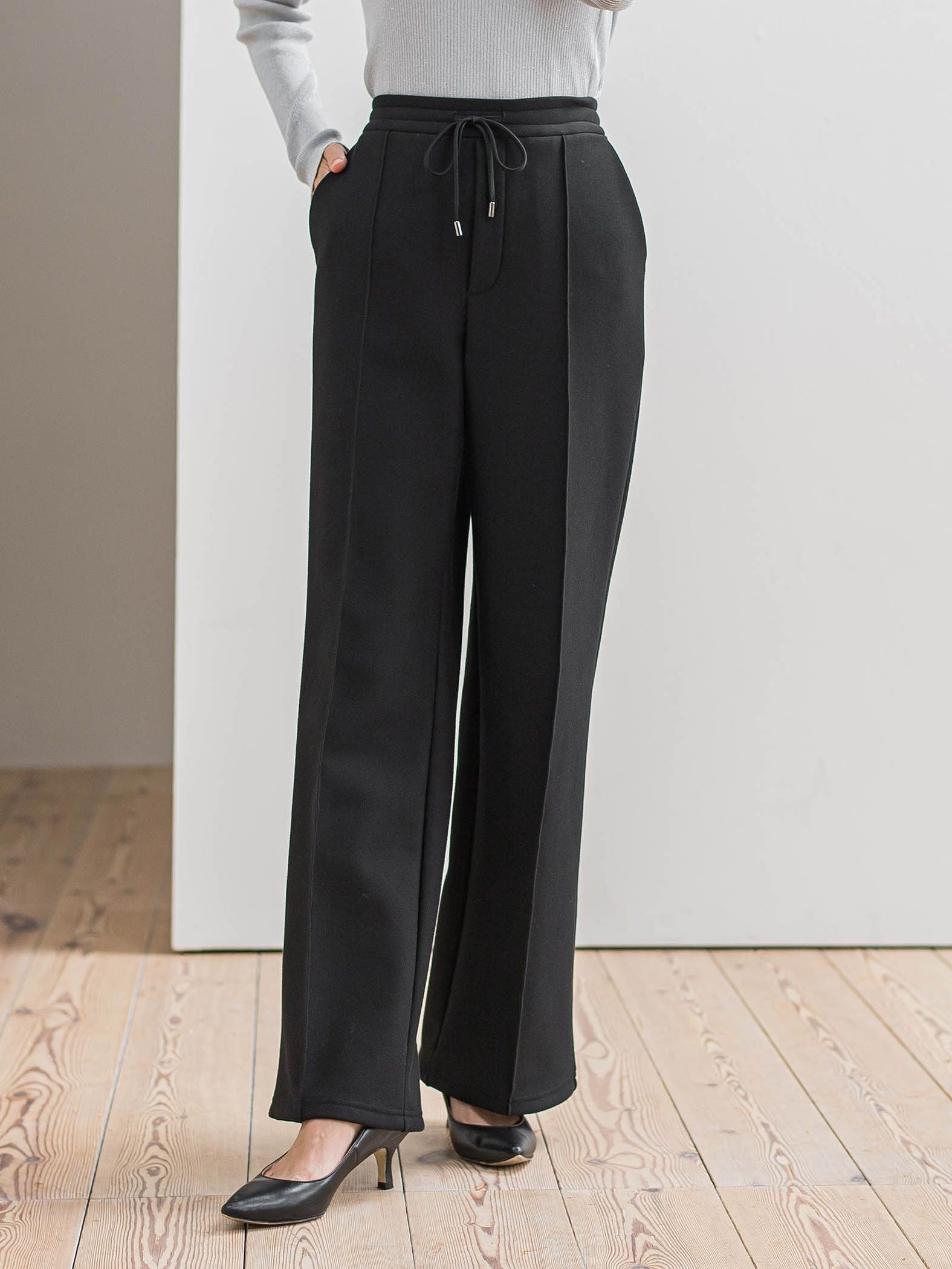 【WEB限定】”楽暖”裏起毛ワイドパンツ≪洗濯機で洗える≫