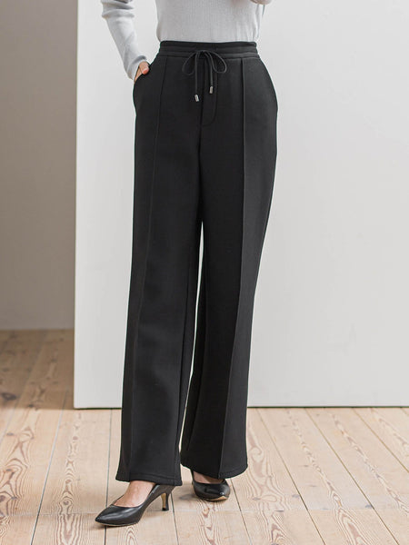 【WEB限定】”楽暖”裏起毛ワイドパンツ≪洗濯機で洗える≫