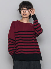 【ふわもち】ボーダーニット≪洗濯機で洗える≫