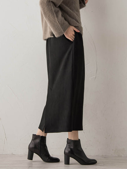 スエードフロント切替えナロースカート≪手洗い可能≫