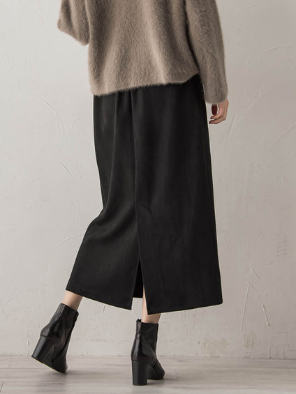 スエードフロント切替えナロースカート≪手洗い可能≫