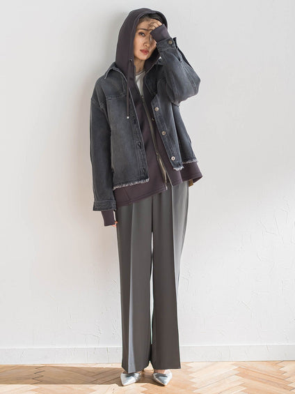 ハイストレッチカルゼワイドパンツ