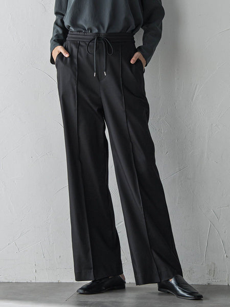 【WEB限定/大きいサイズ】デニム見えシャンブレーワイドパンツ≪洗濯機で洗える≫