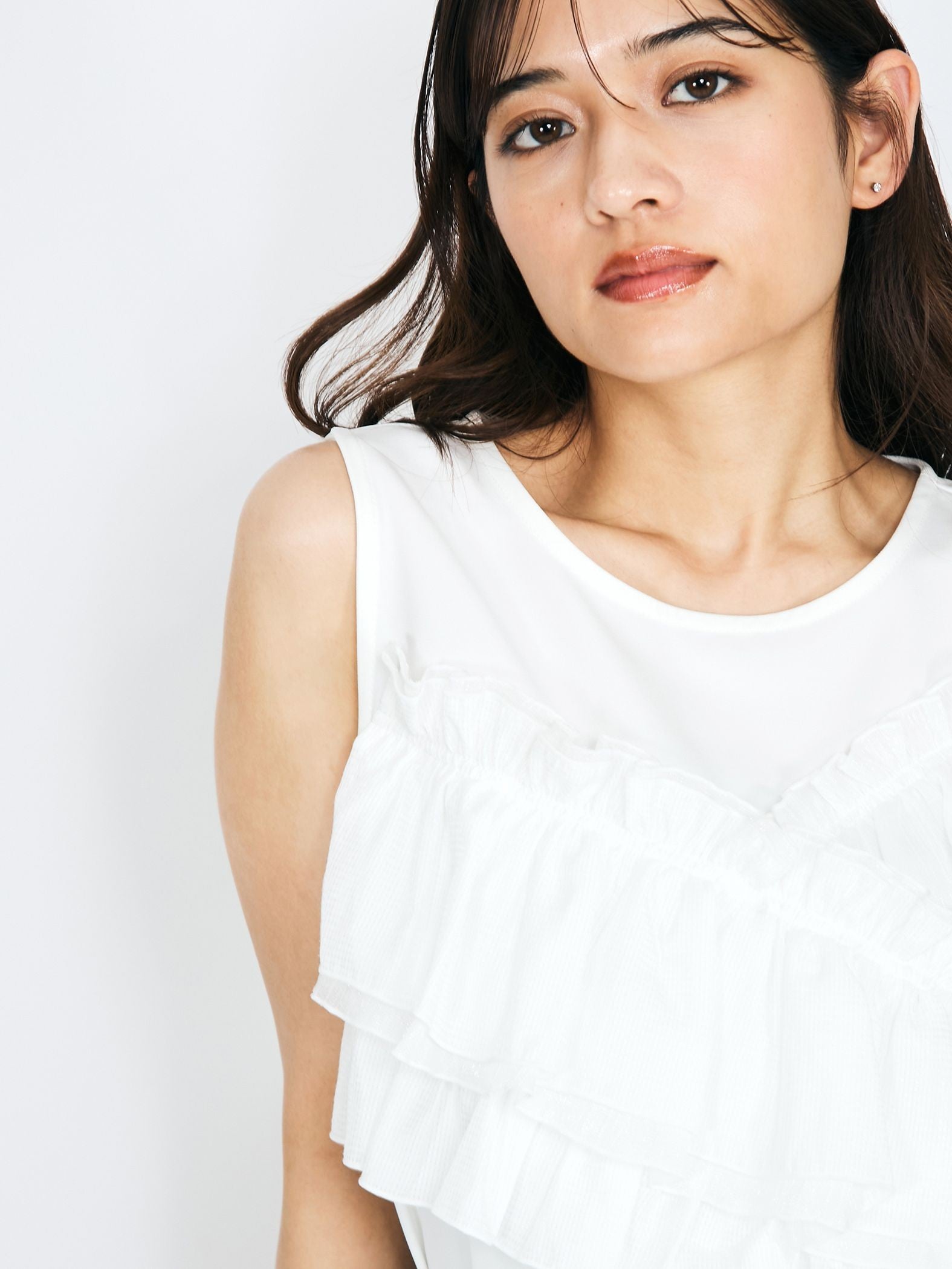 シフォンフリルノースリブラウス≪手洗い可能≫