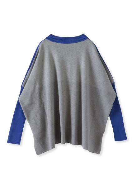 【WEB限定】”前後で印象が変わる”ドルマンバイカラーニット