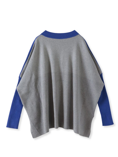 【WEB限定】”前後で印象が変わる”ドルマンバイカラーニット