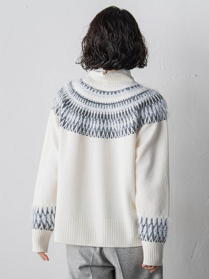 【大きいサイズ】フェアアイル柄ニット