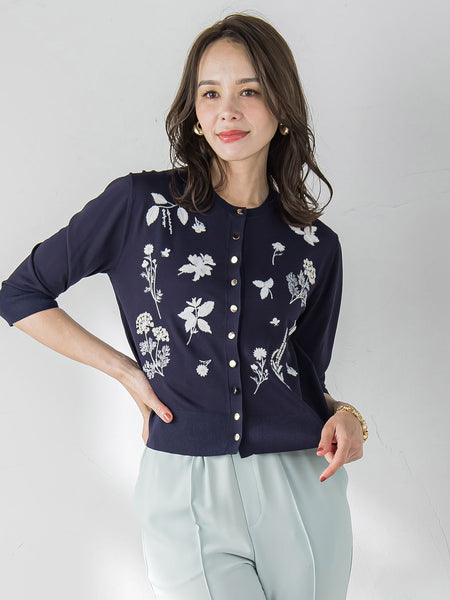 新色追加】ハーブ刺繍カーディガン≪手洗い可能≫ | Viaggio Blu