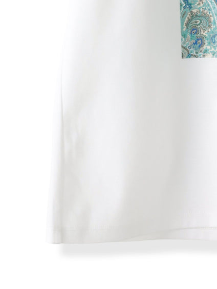 ペイズリープリントTシャツ≪洗濯機で洗える≫