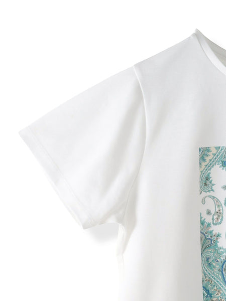 ペイズリープリントTシャツ≪洗濯機で洗える≫