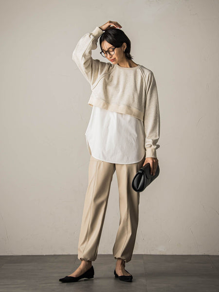 裏毛クロップドトレーナー≪洗濯機で洗える≫