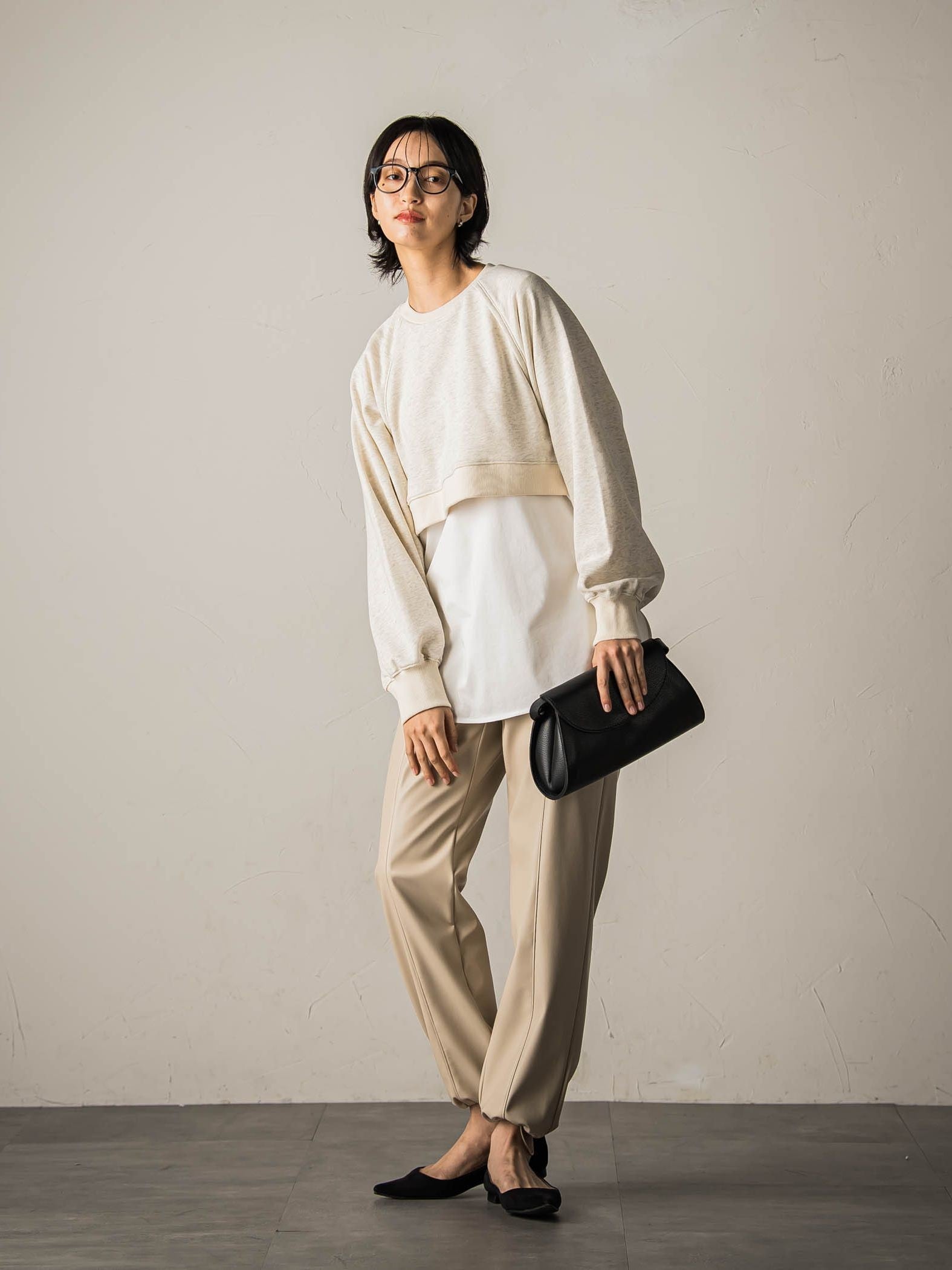 裏毛クロップドトレーナー≪洗濯機で洗える≫