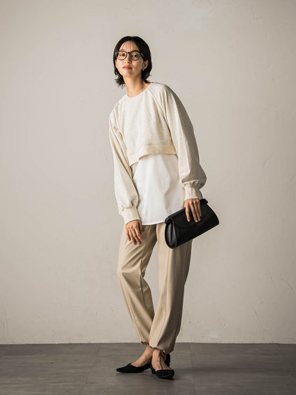 裏毛クロップドトレーナー≪洗濯機で洗える≫