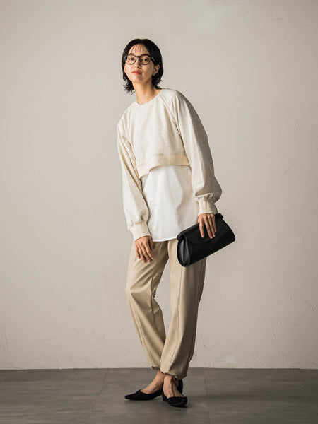 裏毛クロップドトレーナー≪洗濯機で洗える≫