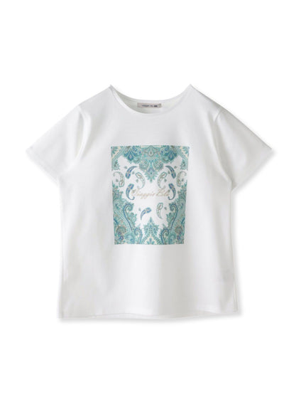 ペイズリープリントTシャツ≪洗濯機で洗える≫