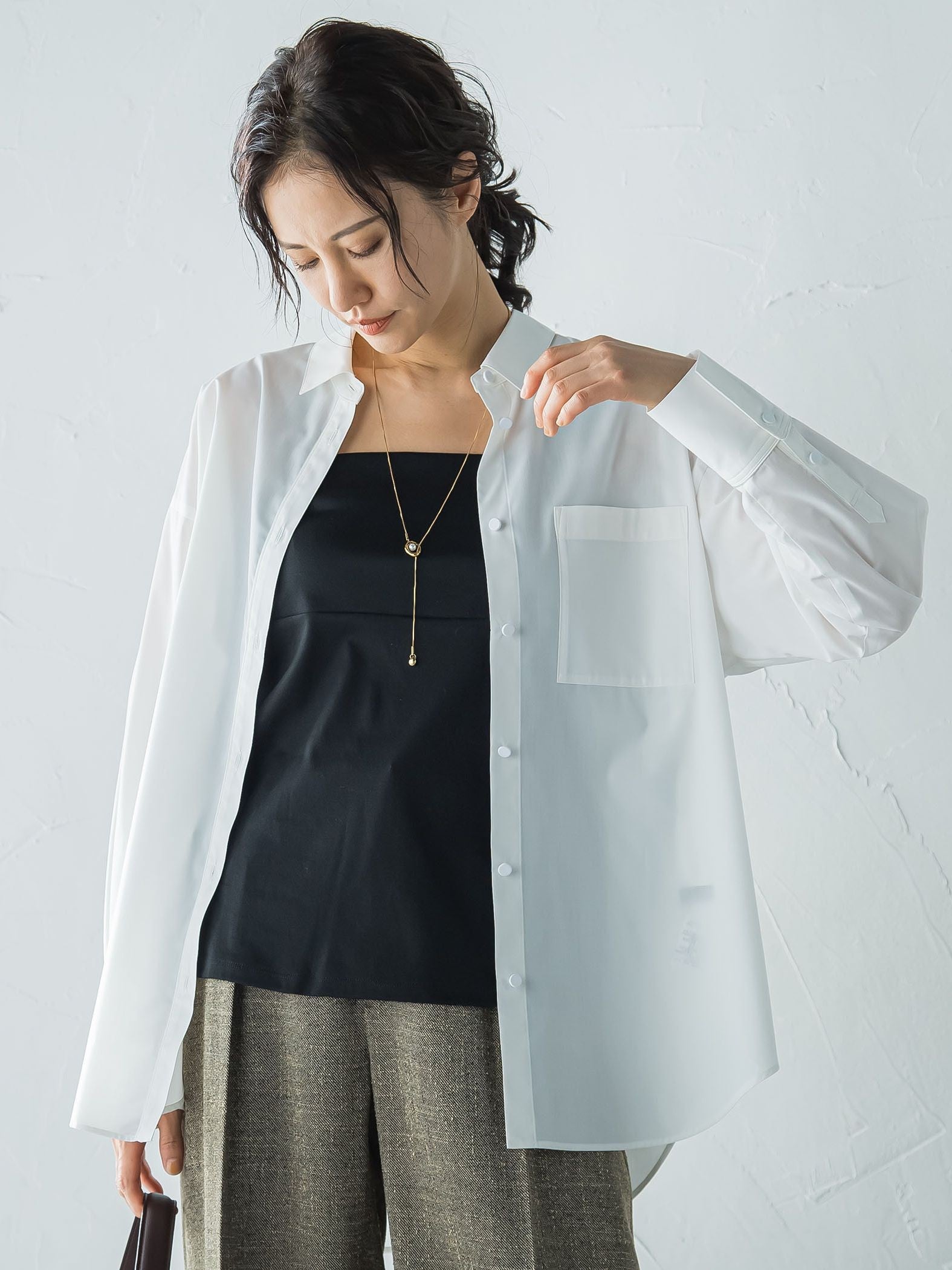 オーバーサイズシャツブラウス ≪洗濯機で洗える≫