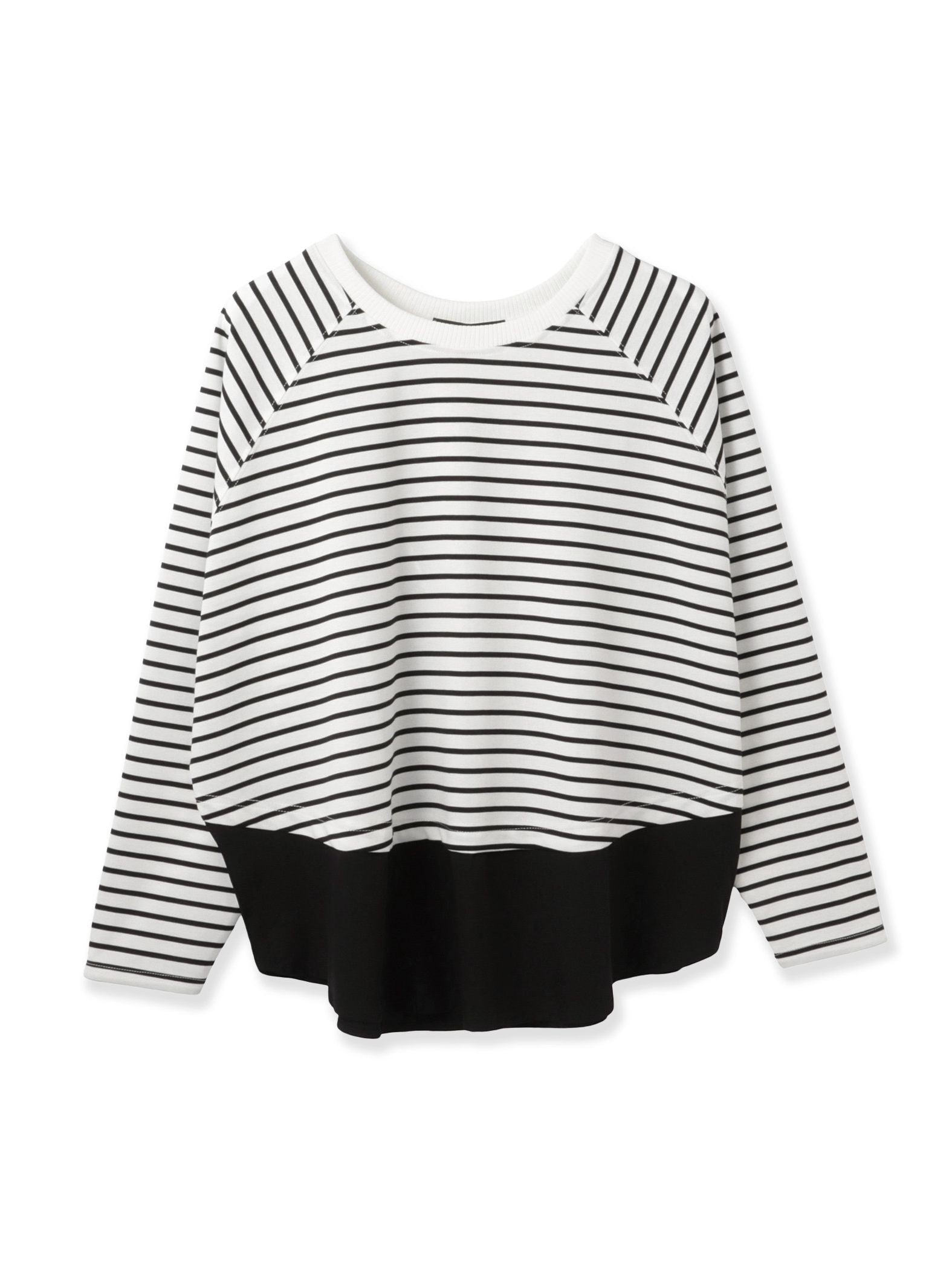 ポンチローマ異素材ラウンドヘムカットソー