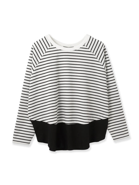 ポンチローマ異素材ラウンドヘムカットソー