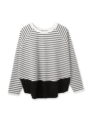 ポンチローマ異素材ラウンドヘムカットソー