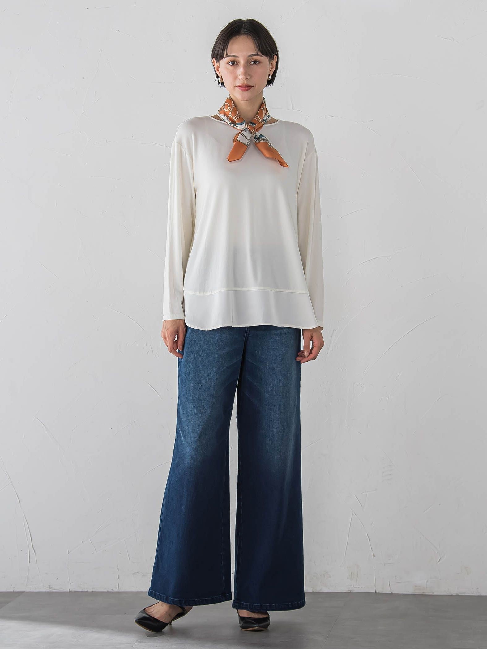 【WEB限定】裏起毛デニムワイドパンツ