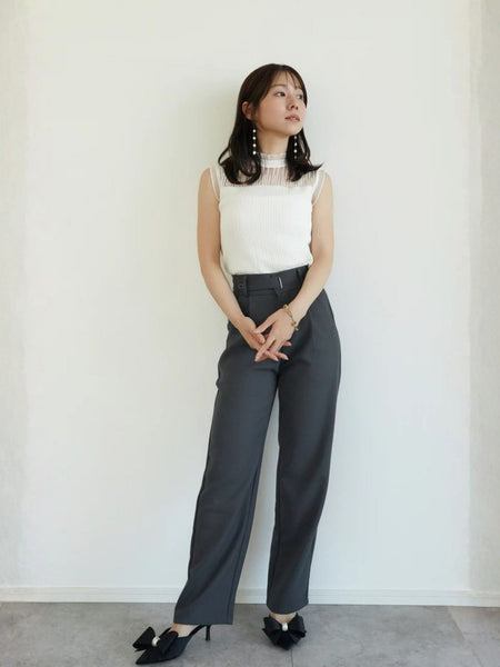 ベルトデザインストレートパンツ