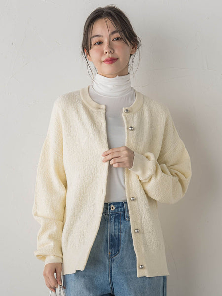 フクレジャガードニットカーディガン≪手洗い可能≫