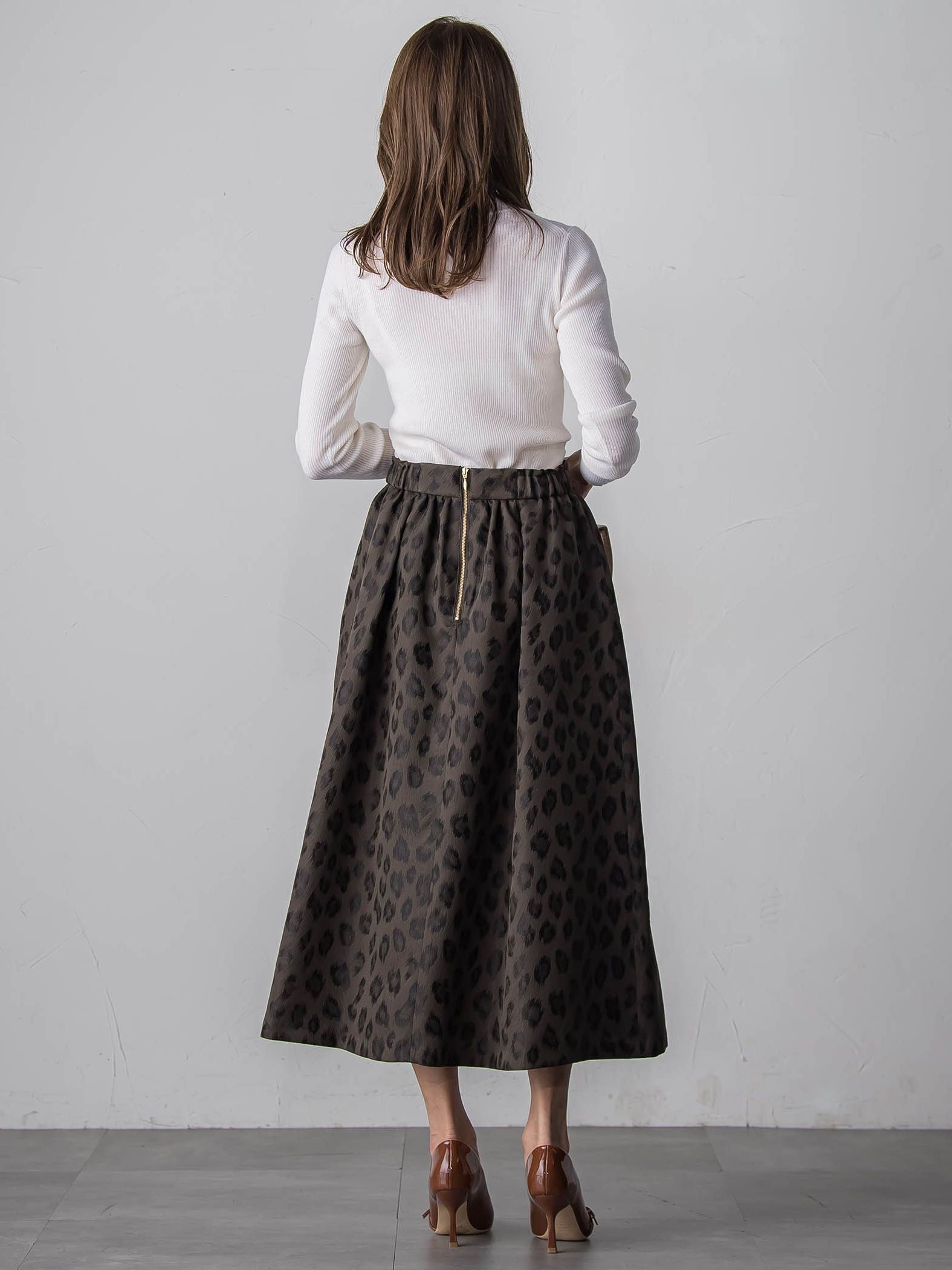 【WEB限定】レオパードジャガードスカート