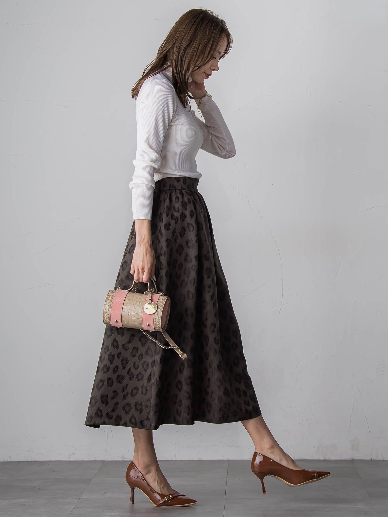 【WEB限定】レオパードジャガードスカート