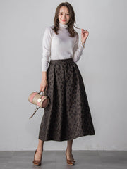 【WEB限定】レオパードジャガードスカート