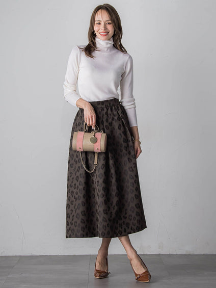 【WEB限定】レオパードジャガードスカート