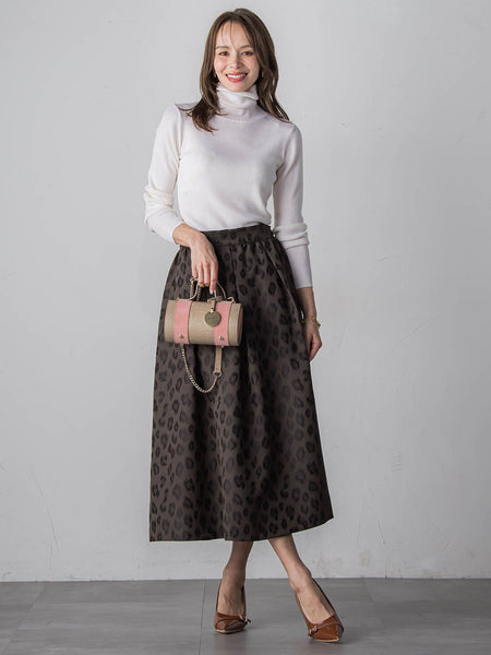 【WEB限定】レオパードジャガードスカート