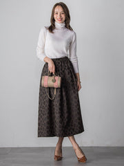 【WEB限定】レオパードジャガードスカート