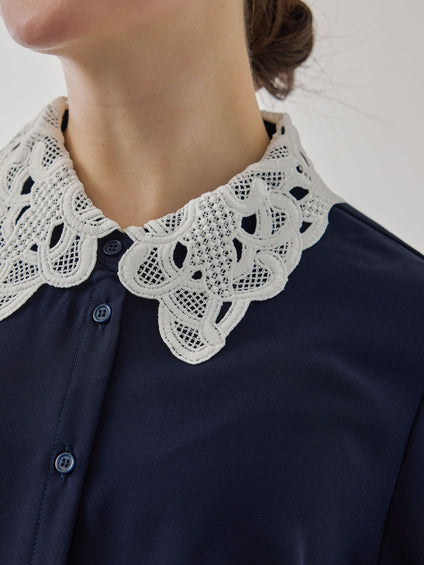 モスクレープレースカラーブラウス