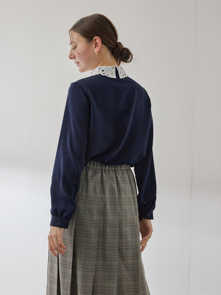 モスクレープレースカラーブラウス