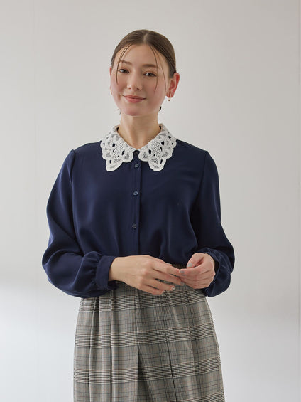 モスクレープレースカラーブラウス