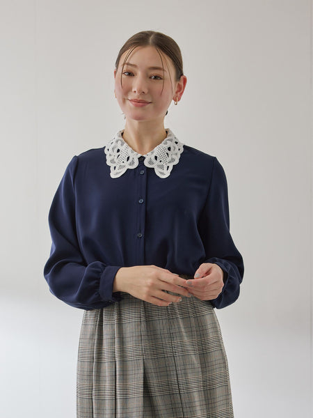 モスクレープレースカラーブラウス