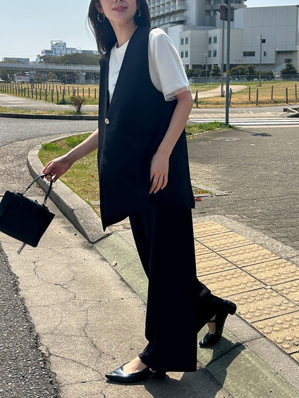 【WEB限定】チュールレイヤードロゴカットソー≪手洗い可能≫